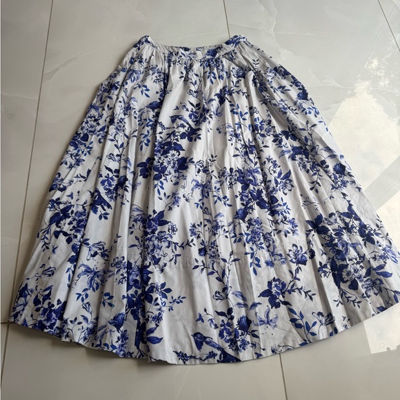 Anthropologie Blue Floral A-Line Skirt - Picture 2 of 3